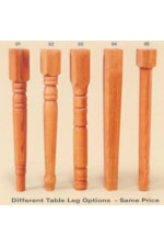 5 Table Leg Options Available