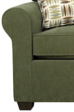 Smooth Pulled Upholstery with Rounded Arms and Exposed Wood Legs Creates Casual Style with a Soft and Homey Look