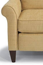 Push Back on the Rolled Arms of this High Leg Recliner to Recline the Back of the Chair.