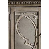 Accent Console Features Glass Door Fronts with Decorative Wood Overlay and Rope Molding
