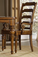 Ladder-back Chair with Elegant Scroll Armrests
