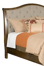 Sleigh Headboard and Upholstered Dining Chairs Feature Sandstone Complementary Fabric