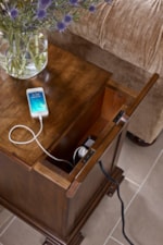 Chairside Table and TV Stand Feature Wire Management Openings and Concealed Outlets for Device Charging