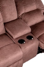 Reclining Loveseat Comes with Built-In Storage for Remote Controls and Two Cupholders