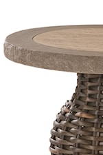 Various Table Tops Used Throughout Collection Include Stone, Woven and Glass