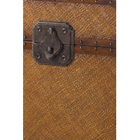 Natural Woven Rattan Body with Nail Trim Leather on East Cove Trunk
