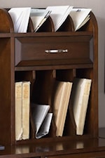 Vertical Storage Compartments on Desk Hutch