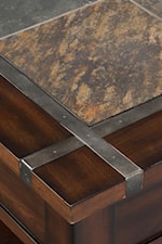Table Tops Feature Stone Inlay Design with Metal Borders for a Beautifully Unique Look