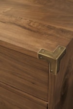 Modus International Adler Mid-Century Modern 2-Drawer Nightstand with Bronze Brass Corner Brackets