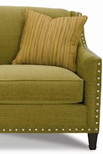 Brass Nailhead Trim, Exposed Wood Legs, and Welted Down Throw Pillows