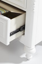 Detail of Open Drawer and Hidden Storage Compartment in Nightstand