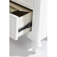 Detail of Open Drawer and Hidden Storage Compartment in Nightstand