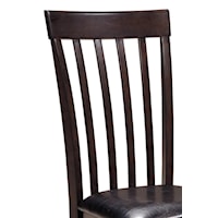 Slat Back Chair with Dark Brown Vinyl Seat