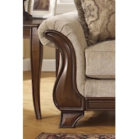 Flared Rolled Arms with Exposed Wood Trim