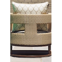 Curved Barrel Chair with Horizontal Cut-Out Detail and Mocha-Finish Aluminum Base