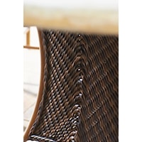 Detail of All-Weather Synthetic Wicker Featuring Intricate Woven Patterns and Designs in a Warm Umber Finish