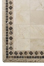 Stone Top with Ivory Travertine, Cafe Emperador, and Suede Travertine Geometric Shapes and Details