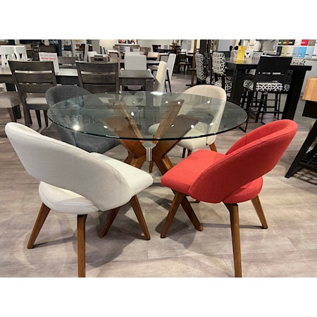 Glass Top Dining Room Table with 4 Upholstered Chairs (Pink, White, Grey, Beige) (SOLD AS SET ONLY)
$1,999 *limited quantities*