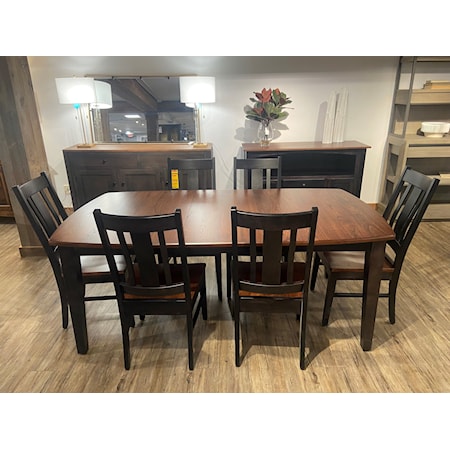 Dining Table and 6 Wooden Chairs with Server (pictured in back) (SOLD AS SET ONLY) 
$3,999 or $174/mo for 36 months
*limited quantities*