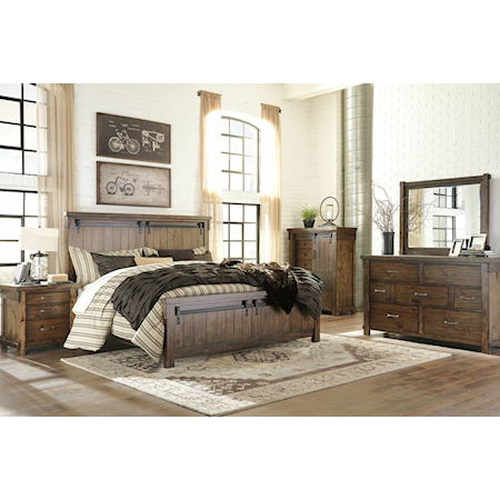 Lakeleigh Collection by Ashley
King Bedroom set that includes the king bed, dresser, mirror, sliding door chest and one nightstand