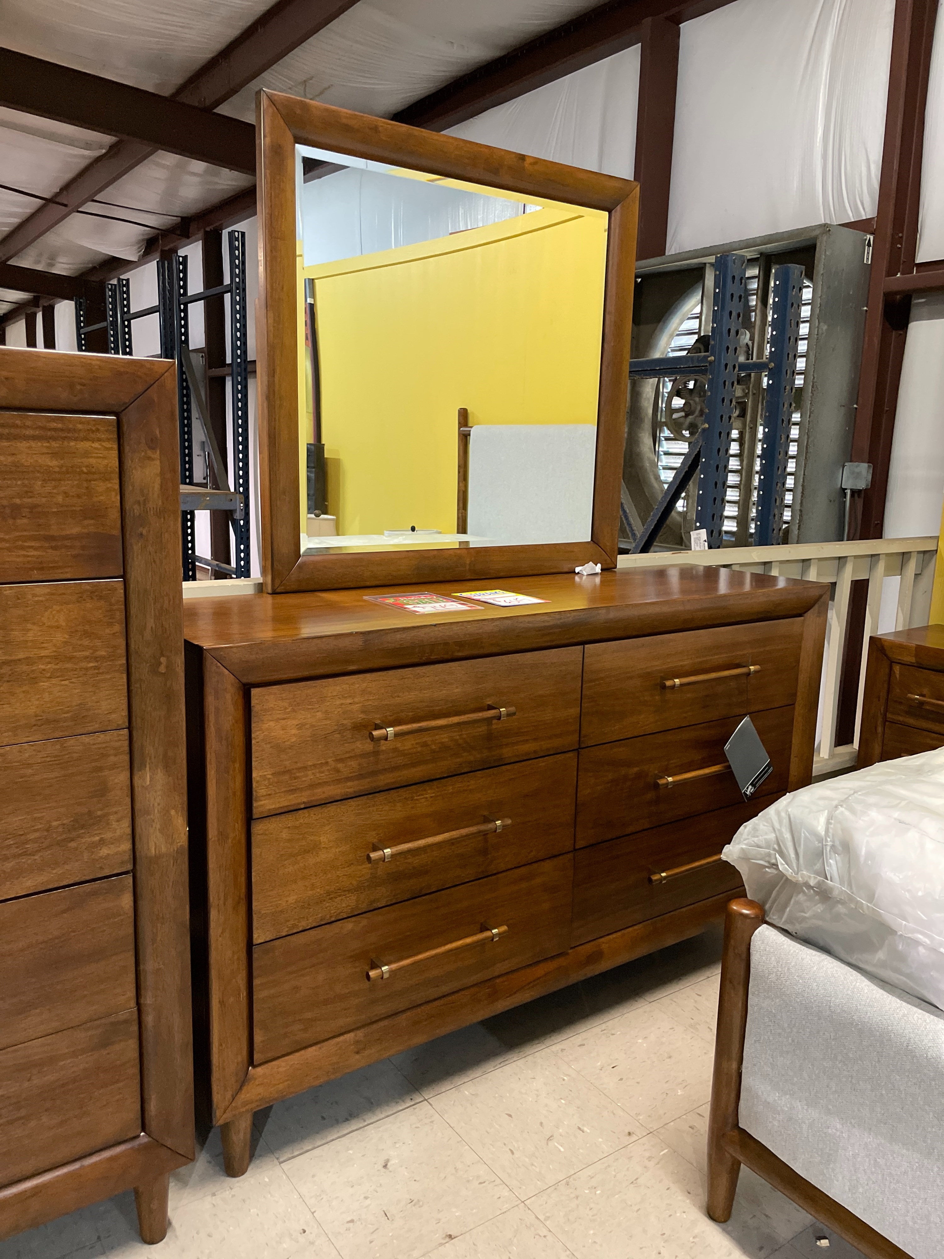 Lyncott Collection Mid-Century Modern Dresser and Mirror by Signature Design by Ashley