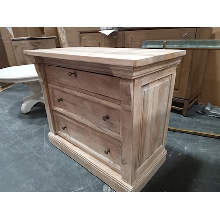 CLASSIC HOME FURNITURE- ADELAIDE 3-DRAWER NIGHTSTAND.

SOLID MANGO WOOD IN NATURAL WHITE WASH FINISH
ALSO AVAILABLE IN COCOA BROWN FINISH

This one is on clearance because the bottom 2 drawers are hard to pull out
