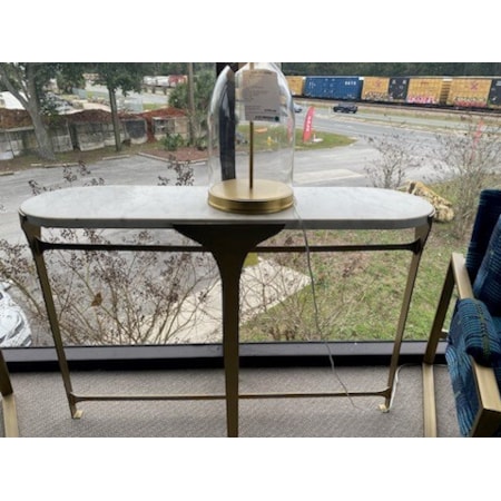 ARTERIORS HOME

JANINE CONSOLE TABLE

GOLD METAL BASE WITH WHITE MARBLE TOP. 

*CHIP ON MARBLE TOP*