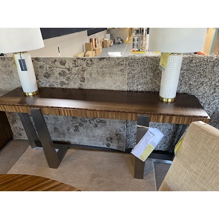 LEXINGTON FURNITURE
KITANO COLLECTION
LANGSTON CONSOLE
WOOD: HARDWOOD SOLIDS WITH ZEBRANO VENEERS
FINISH: NIKKA, BRUSHED STAINLESS METAL
72 X 16.5 X 30
CONSISTS OF: 734-967B, 734-967T