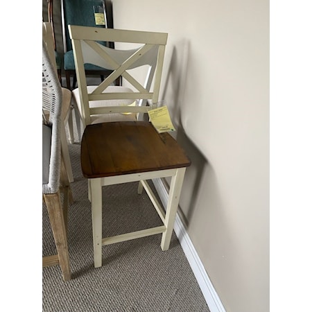 STANDARD FURNITURE MFG.CO. INC
AMELIA COUNTER STOOL
AMELIA COLLECTION
TWO-TONED X-BACK
DISTRESSED AGED WHITE AND WARM CHESTNUT FINISH
20 X 17 X 40