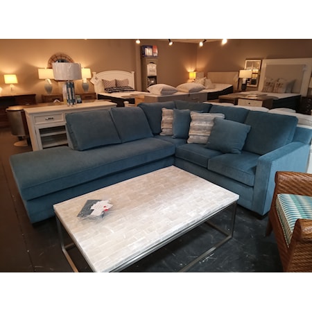 LAKE HICKORY / TEMPLE SECTIONAL  
Crypton fabric: 7126 Lagoon GR.9.  
FINISH:HEIRLOOM, SEAT D: 22'', LOOSE BACK, WIDE TRACK ARM, SEAT CUSHION: COMFORT FIRM (UPCHARGE),, BACK: LUXE (UPCHARGE),  (4) 20" PILLOWS  