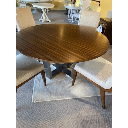 LEXINGTON FURNITURE
MANDARA ROUND DINING TABLE
WOOD: HARDWOOD SOLIDS WITH ZEBRANO VENEERS
FINISH: NIKKA, RICH HAZELNUT BROWN, BRUSHED STAINLESS STEEL BASE
60 X 60 X 29.5
CONSISTS OF: 734-875B, 734-875T