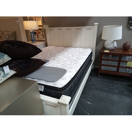 LEGACY CLASSICS- 5/0 Queen Low Post Bed. Lake House Collection. Poplar solids with rustic Birch veneers.  Includes headboard,footboard and rails.

Pebble White finish    
** Discontinued**