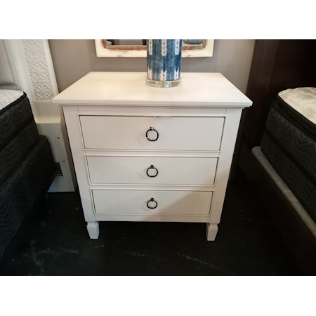 UNIVERSAL FURNITURE- Summerhill Collection- 3 Drawer Nightstand in Cotton. Top features a lift lid with Power Center. Hardwood Solids with Maple Veneers.   28W x 20D x 30H