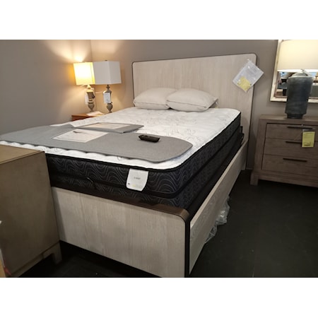 UNIVERSAL FURNITURE - KEATON BED (QUEEN)- Modern Collection- Oak Veneers with Hardwood solids. Quartz finish.  Height from floor to bottom of foundation: 7.5".  Overall 64W x 87D x 54H    **Discontinued**