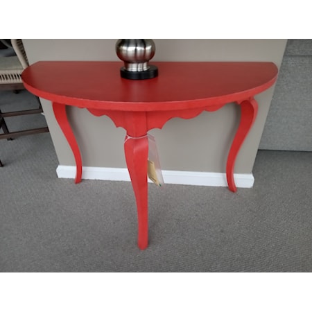SARREID LTD- TUSCAN DEMILUNE CONSOLE TABLE- Tanager Red - 45W x 22D x 30H ** Discontinued**