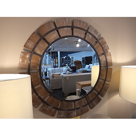 QUOIZEL LIGHTING - Cask 35-3/4 Inch Diameter Windmill Style Rustic Wood Framed Wall Mounted Vanity Mirror .    *Discontinued*