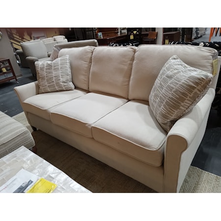 LAKE HICKORY / TEMPLE FURNITURE, 
Nola Sofa , Body Builders Program , Fabric: Merit Pearl Gr.4- Lifeguard Performance Fabric, (2) 20" Down Pillows in Encore Bisque Gr.9- Upcharge for Down.  Finish: Heirloom , Seat Depth 22.5" , 78W x 38D x 37.5H