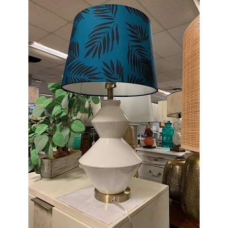 LAMP W/ BLUE SHADE