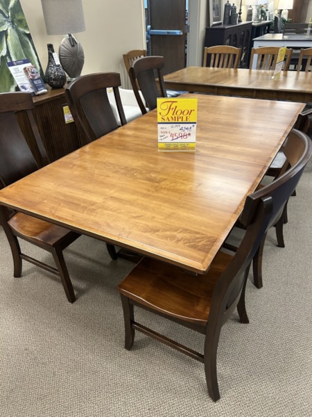 Check out this Mavin solid maple two tone 42x66 dining table plus 6 classic chairs.