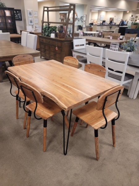 Are you looking for a rustic and natural finish to your dining room? The Jofran Natures Edge Dining Table and 6 Chairs might be right for you!