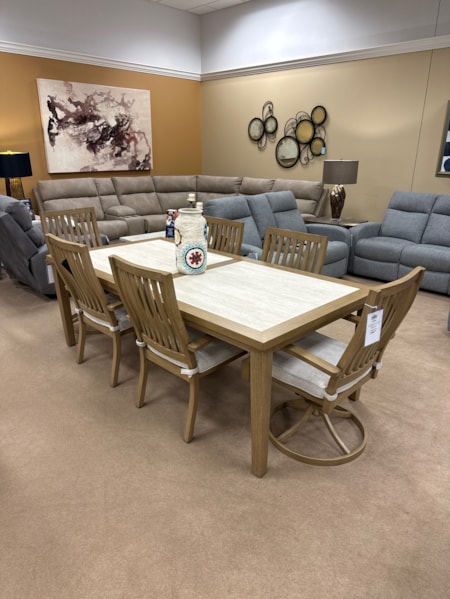 ASHLEY RAINERRANCH DINING TABLE/ 4 ARM CHAIRS