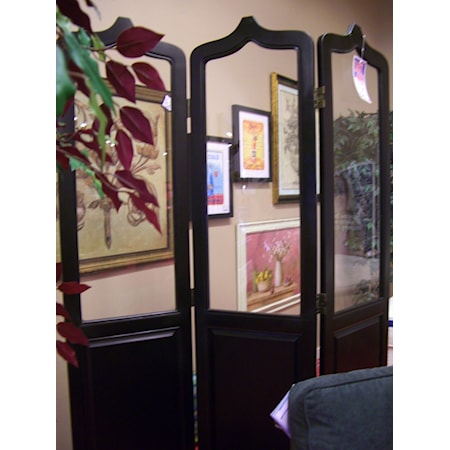 Beautiful wood and glass fashion screen/room divider. 
Take it home today!