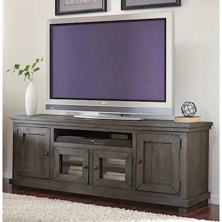 LARGE 74" DISTRESSED PINE MEDIA CONSOLE