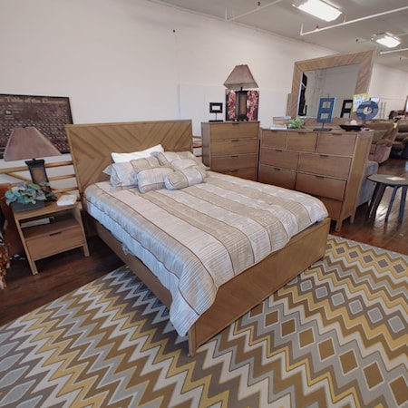 Queen Bed, Night Stand, Dresser, Mirror and Chest