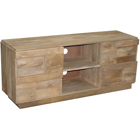 Eclectic, unobtrusive, and quite fashionable. Constructed of mango wood and MDF. No hardware is used in order to highlight the dimensional wood design. Finish is clean and natural complimenting the mango wood perfectly. A great transitional look for those who want something uncomplicating and different from all the rest.