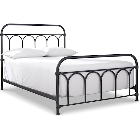 "Nashburg" Black Full Size Metal Bed Complete (HB/FB/Frame)

Assembled full bed:
58.5" W x 79" D x 50" H
Rail to floor: 6.63"
