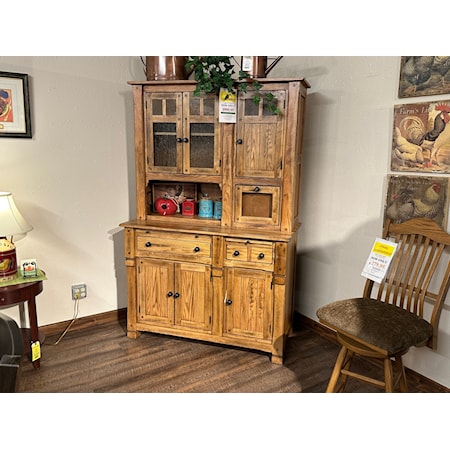 Sunny Designs Sedona Hutch and Buffet.  This oak set has plenty of storage and gorgeous slate accents.  