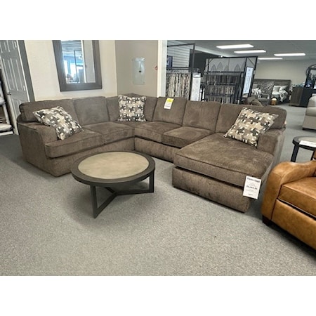 England Three Piece Sectional w/ Right Arm Facing Chaise Lounge.  Pillows Included.  MADE IN USA