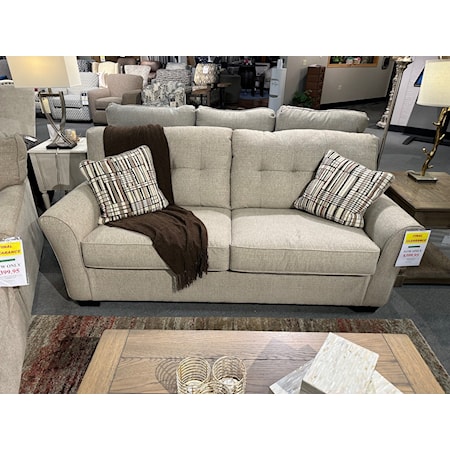 Ashley sofa, great scale for smaller rooms at just 79" wide.  Very cleanable  polyester fabric and stylish flared arms.  Matching chaise lounge also available and listed separately.  