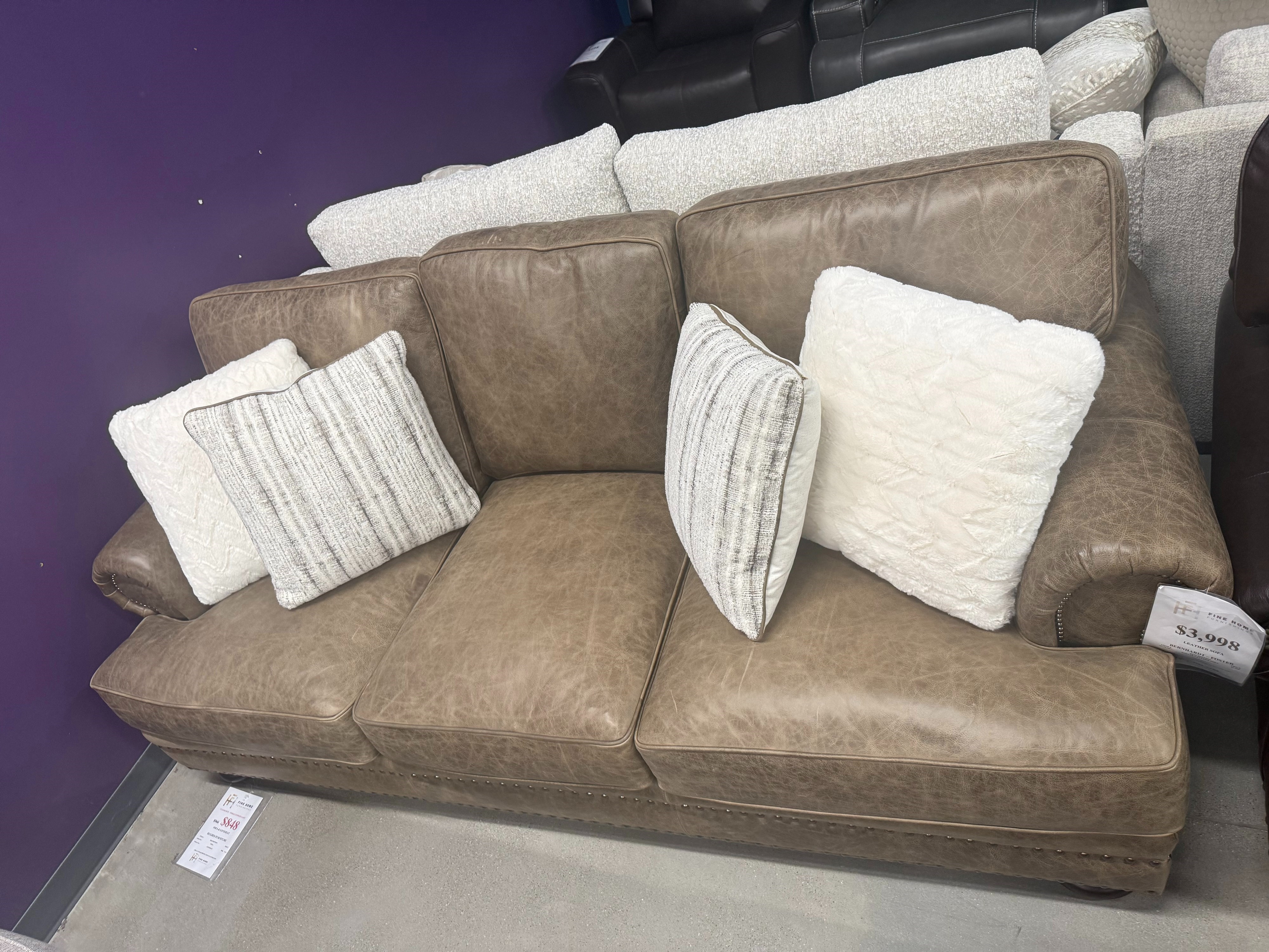 FOSTER SOFA BY BERNHARDT IN 100% LEATHER SOFA 